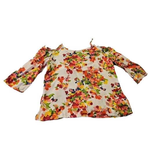 Roebuck & Co Cold Shoulder Floral & Embroidered 100% Rayon Girls Blouse Size M - Picture 2 of 6